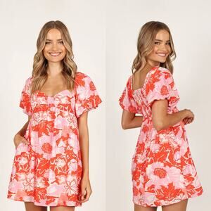 Petal and Pup Maggie Floral Puffed Sleeve Mini Dress XL